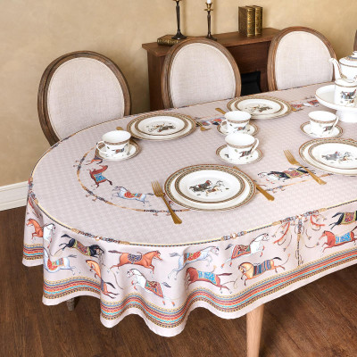 Скатерть овальная " PASSAGE" 140х300см ,капучино, 100% хлопок,твил, пропитка LEFARD 850-760-42-6