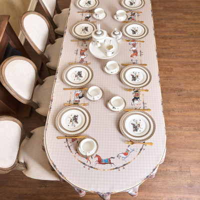 Скатерть овальная " PASSAGE" 140х300см ,капучино, 100% хлопок,твил, пропитка LEFARD 850-760-42-7