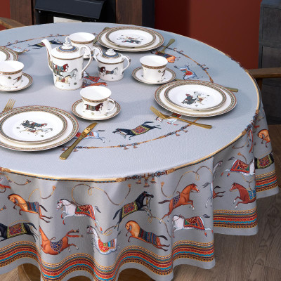 Скатерть круглая "PASSAGE" ,d190см, 100% хлопок,твил c пропиткой, серый LEFARD 850-761-25-10