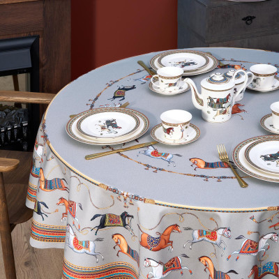 Скатерть круглая "PASSAGE" ,d190см, 100% хлопок,твил c пропиткой, серый LEFARD 850-761-25-11