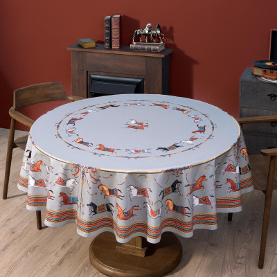 Скатерть круглая "PASSAGE" ,d190см, 100% хлопок,твил c пропиткой, серый LEFARD 850-761-25-1