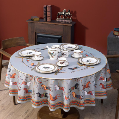 Скатерть круглая "PASSAGE" ,d190см, 100% хлопок,твил c пропиткой, серый LEFARD 850-761-25-6