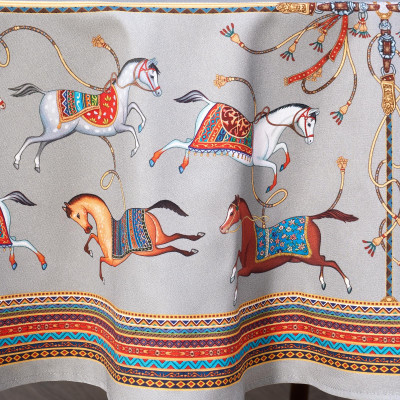 Скатерть круглая "PASSAGE" ,d190см, 100% хлопок,твил c пропиткой, серый LEFARD 850-761-25-8