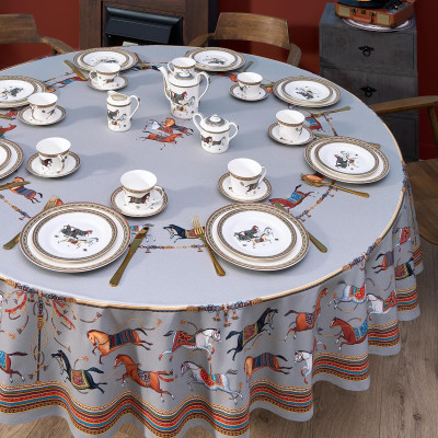 Скатерть круглая "PASSAGE" ,d220см, 100% хлопок,твил c пропиткой, серый LEFARD 850-761-26-9