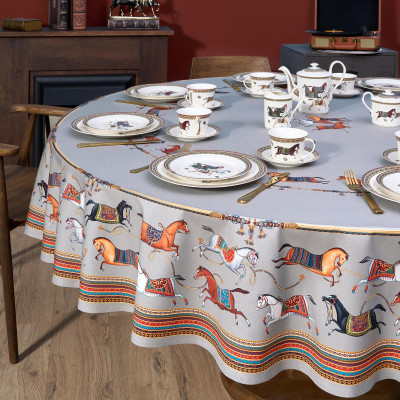 Скатерть круглая "PASSAGE" ,d220см, 100% хлопок,твил c пропиткой, серый LEFARD 850-761-26-10