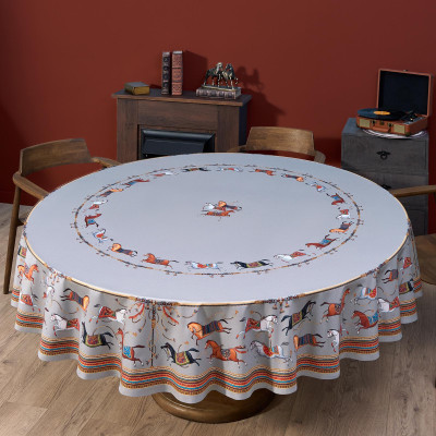 Скатерть круглая "PASSAGE" ,d220см, 100% хлопок,твил c пропиткой, серый LEFARD 850-761-26-14