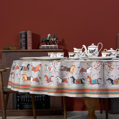 Скатерть круглая "PASSAGE" ,d220см, 100% хлопок,твил c пропиткой, серый LEFARD 850-761-26-5