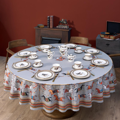 Скатерть круглая "PASSAGE" ,d220см, 100% хлопок,твил c пропиткой, серый LEFARD 850-761-26-6