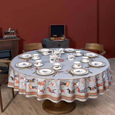 Скатерть круглая "PASSAGE" ,d220см, 100% хлопок,твил c пропиткой, серый LEFARD 850-761-26-7