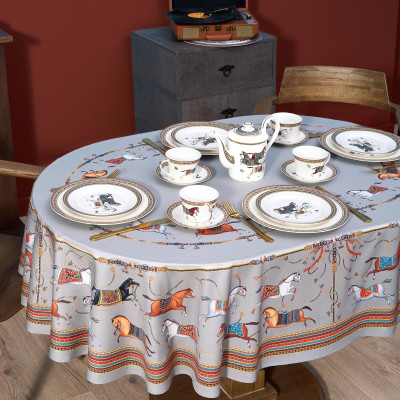 Скатерть овальная "PASSAGE" ,140х180см, 100% хлопок,твилл c пропиткой, серый LEFARD 850-761-4-9