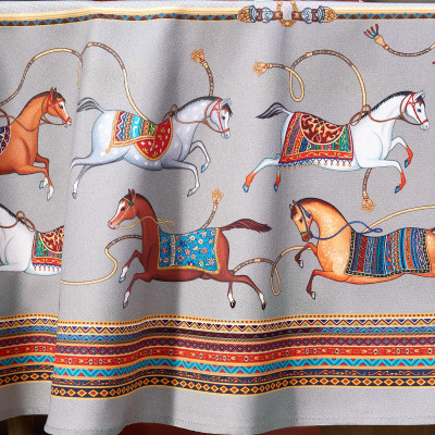 Скатерть овальная "PASSAGE" ,140х180см, 100% хлопок,твилл c пропиткой, серый LEFARD 850-761-4-10