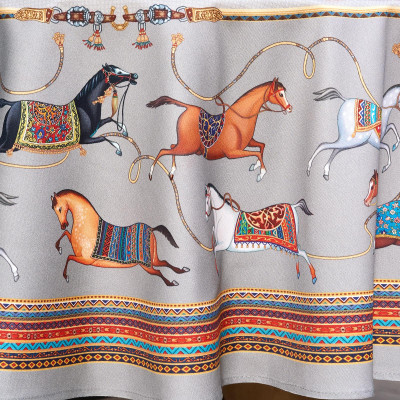 Скатерть овальная "PASSAGE" ,140х180см, 100% хлопок,твилл c пропиткой, серый LEFARD 850-761-4-11