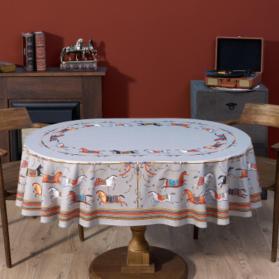 Скатерть овальная "PASSAGE" ,140х180см, 100% хлопок,твилл c пропиткой, серый LEFARD 850-761-4-12