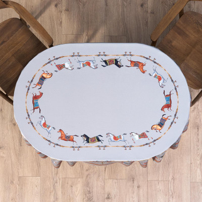 Скатерть овальная "PASSAGE" ,140х180см, 100% хлопок,твилл c пропиткой, серый LEFARD 850-761-4-13