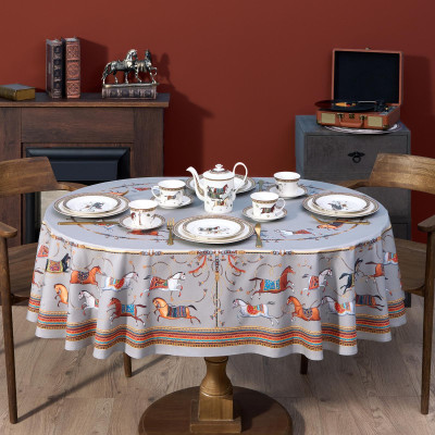 Скатерть овальная "PASSAGE" ,140х180см, 100% хлопок,твилл c пропиткой, серый LEFARD 850-761-4-5