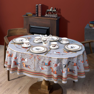 Скатерть овальная "PASSAGE" ,140х180см, 100% хлопок,твилл c пропиткой, серый LEFARD 850-761-4-7