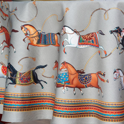 Скатерть овальная "PASSAGE" ,160х220см, 100% хлопок,твил c пропиткой, серый LEFARD 850-761-41-11