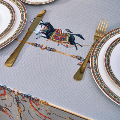 Скатерть овальная "PASSAGE" ,160х220см, 100% хлопок,твил c пропиткой, серый LEFARD 850-761-41-12