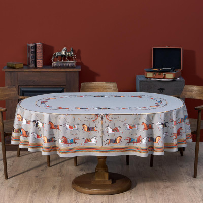 Скатерть овальная "PASSAGE" ,160х220см, 100% хлопок,твил c пропиткой, серый LEFARD 850-761-41-13