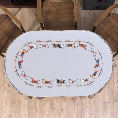 Скатерть овальная "PASSAGE" ,160х220см, 100% хлопок,твил c пропиткой, серый LEFARD 850-761-41-14