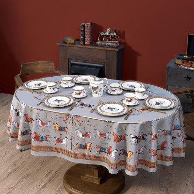 Скатерть овальная "PASSAGE" ,160х220см, 100% хлопок,твил c пропиткой, серый LEFARD 850-761-41-6