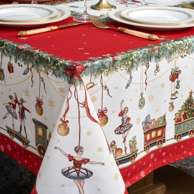 Скатерть " ЩЕЛКУНЧИК" 140х180см ,красный, 100% хлопок,твил LEFARD 850-762-2-9