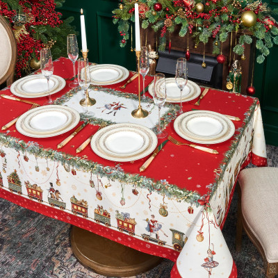 Скатерть " ЩЕЛКУНЧИК" 140х180см ,красный, 100% хлопок,твил LEFARD 850-762-2-8