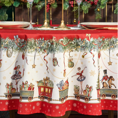 Скатерть круглая " ЩЕЛКУНЧИК" ,150см , красный ,100% хлопок , твил LEFARD 850-762-24-9