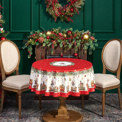 Скатерть круглая " ЩЕЛКУНЧИК" ,150см , красный ,100% хлопок , твил LEFARD 850-762-24-11