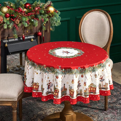 Скатерть круглая " ЩЕЛКУНЧИК" ,150см , красный ,100% хлопок , твил LEFARD 850-762-24-12