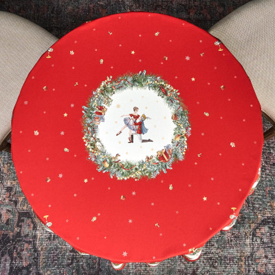 Скатерть круглая " ЩЕЛКУНЧИК" ,150см , красный ,100% хлопок , твил LEFARD 850-762-24-13