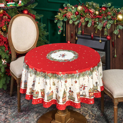 Скатерть круглая " ЩЕЛКУНЧИК" ,150см , красный ,100% хлопок , твил LEFARD 850-762-24-1