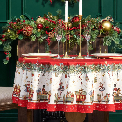 Скатерть круглая " ЩЕЛКУНЧИК" ,150см , красный ,100% хлопок , твил LEFARD 850-762-24-3