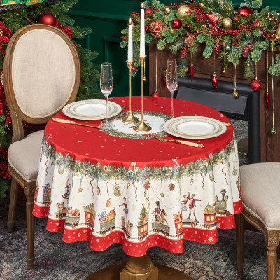 Скатерть круглая " ЩЕЛКУНЧИК" ,150см , красный ,100% хлопок , твил LEFARD 850-762-24-5