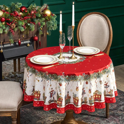 Скатерть круглая " ЩЕЛКУНЧИК" ,150см , красный ,100% хлопок , твил LEFARD 850-762-24-6