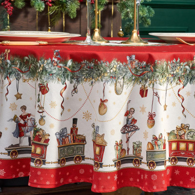 Скатерть круглая " ЩЕЛКУНЧИК" ,150см , красный ,100% хлопок , твил LEFARD 850-762-24-8