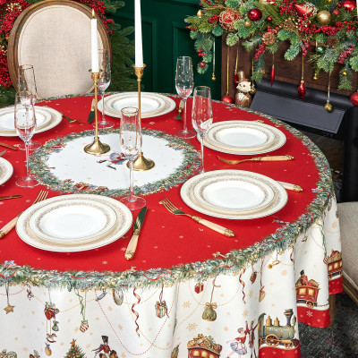 Скатерть круглая " ЩЕЛКУНЧИК" ,190см ,красный , 100%хлопок , твил LEFARD 850-762-25-9