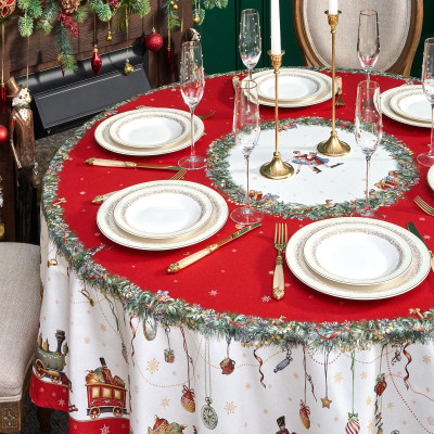 Скатерть круглая " ЩЕЛКУНЧИК" ,190см ,красный , 100%хлопок , твил LEFARD 850-762-25-10