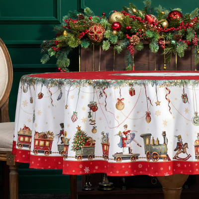 Скатерть круглая " ЩЕЛКУНЧИК" ,190см ,красный , 100%хлопок , твил LEFARD 850-762-25-12