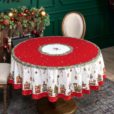 Скатерть круглая " ЩЕЛКУНЧИК" ,190см ,красный , 100%хлопок , твил LEFARD 850-762-25-13