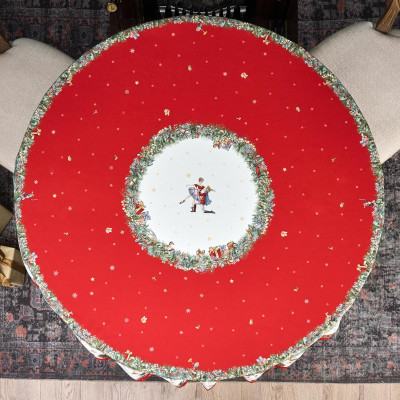 Скатерть круглая " ЩЕЛКУНЧИК" ,190см ,красный , 100%хлопок , твил LEFARD 850-762-25-14