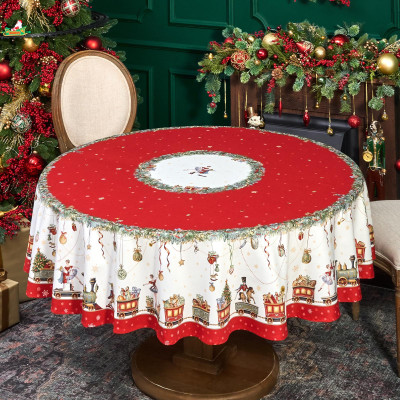 Скатерть круглая " ЩЕЛКУНЧИК" ,190см ,красный , 100%хлопок , твил LEFARD 850-762-25-1