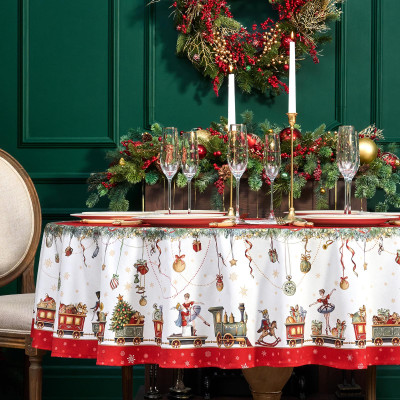 Скатерть круглая " ЩЕЛКУНЧИК" ,190см ,красный , 100%хлопок , твил LEFARD 850-762-25-3