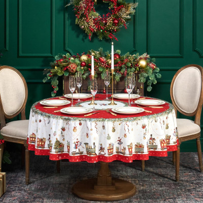 Скатерть круглая " ЩЕЛКУНЧИК" ,190см ,красный , 100%хлопок , твил LEFARD 850-762-25