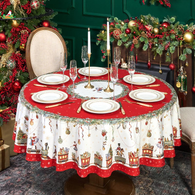 Скатерть круглая " ЩЕЛКУНЧИК" ,190см ,красный , 100%хлопок , твил LEFARD 850-762-25-4