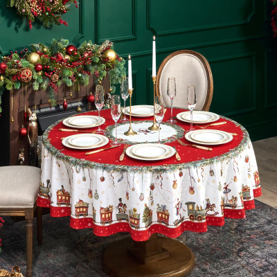 Скатерть круглая " ЩЕЛКУНЧИК" ,190см ,красный , 100%хлопок , твил LEFARD 850-762-25-5