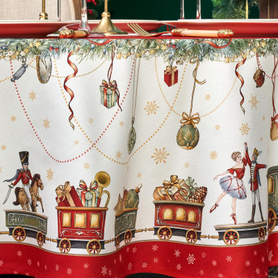 Скатерть круглая " ЩЕЛКУНЧИК" ,190см ,красный , 100%хлопок , твил LEFARD 850-762-25-8