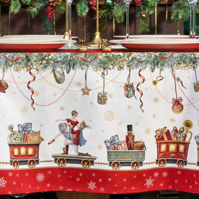 Скатерть овальная " ЩЕЛКУНЧИК" ,140х180см ,красный, 100% хлопок ,твил LEFARD 850-762-4-9