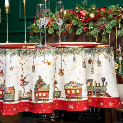 Скатерть овальная " ЩЕЛКУНЧИК" ,140х180см ,красный, 100% хлопок ,твил LEFARD 850-762-4-10