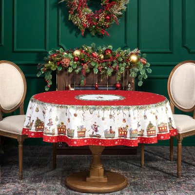 Скатерть овальная " ЩЕЛКУНЧИК" ,140х180см ,красный, 100% хлопок ,твил LEFARD 850-762-4-11